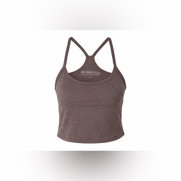 Beyond Yoga Tops - Beyond Yoga Cropped Tank Top Womens Large Grey Racerback Built-In Bra